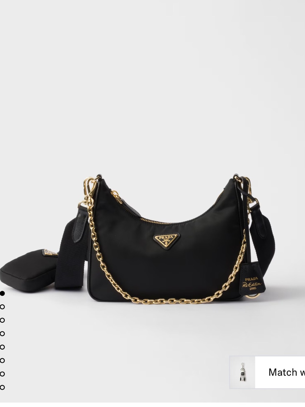 Prada Black Re-Edition Re-Nylon Hobo with Gold Chain - Picture 1 of 7